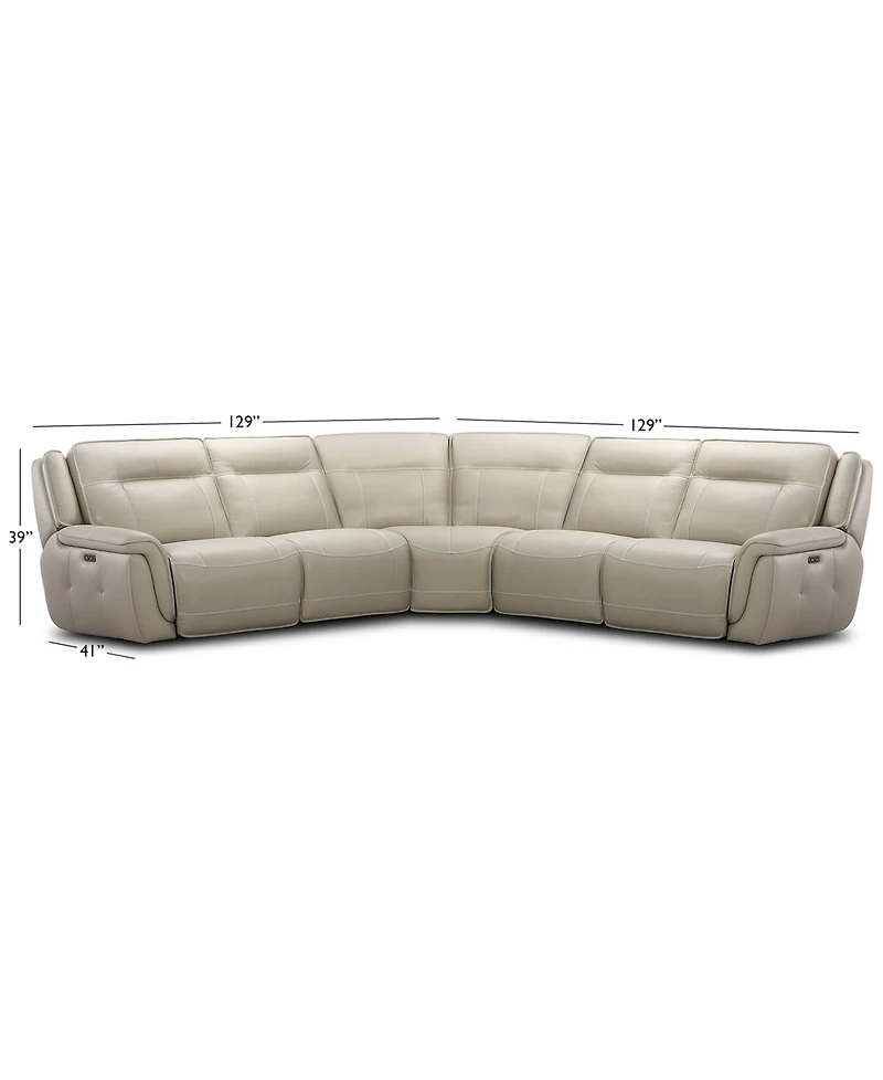 Lenardo 5-Pc. Leather Sectional with Power Motion Recliners