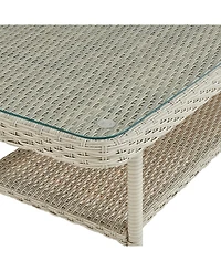 Alaterre Furniture Windham All-Weather Wicker Outdoor Cocktail Table with Glass Top