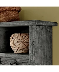 Alaterre Furniture Pomona Metal and Wood Entryway Coat Hook with Storage Cubbies