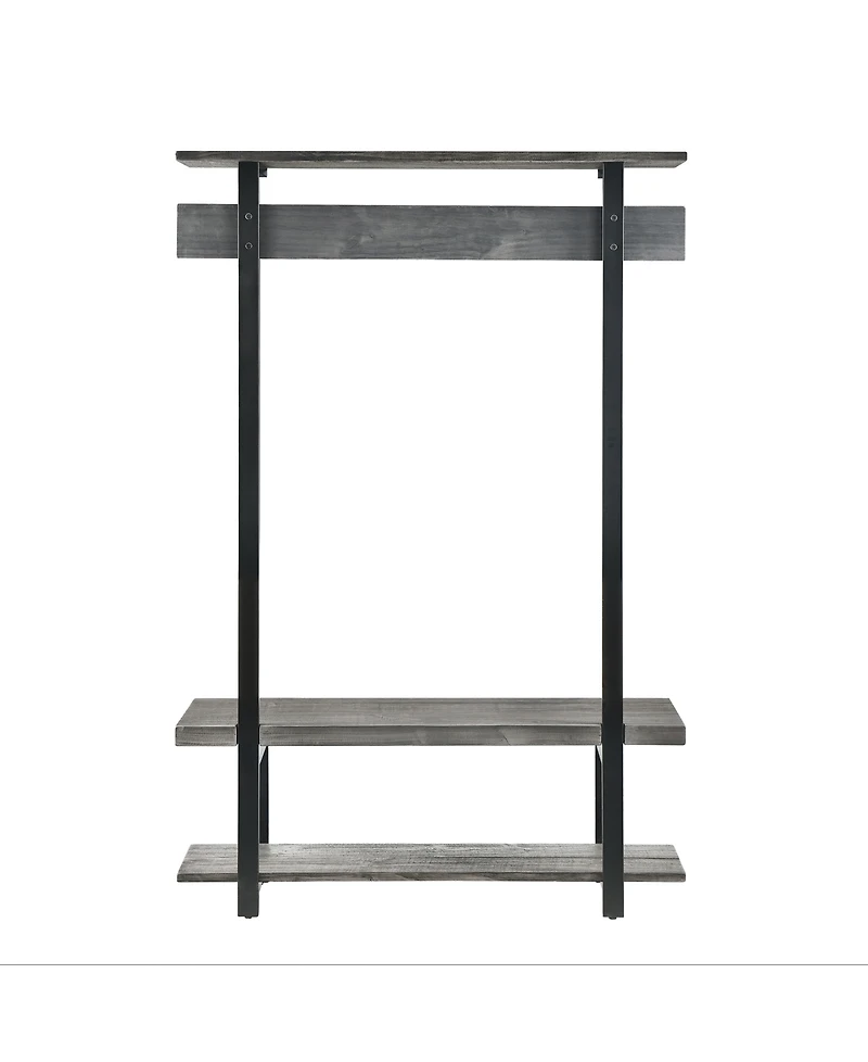 Alaterre Furniture Pomona Entryway Hall Tree with Bench, Shelves and Coat Hooks
