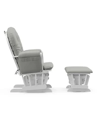 Storkcraft Hoop Glider and Ottoman - White with Pink