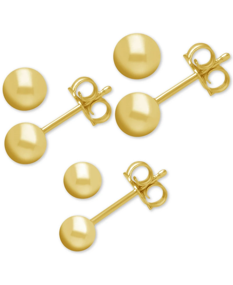 And Now This 3-Pc. Set Silver Plated Ball Stud Earrings