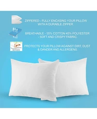 The Grand Hypoallergenic Breathable Pillow Protector with Zipper – White (2 Pack)