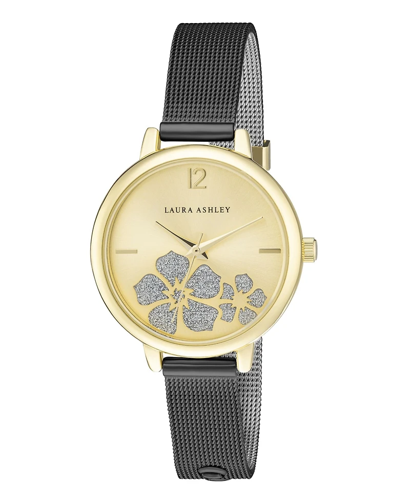 Laura Ashley Women's Sunray Floral Stone Dial Alloy Bracelet Watch 34mm