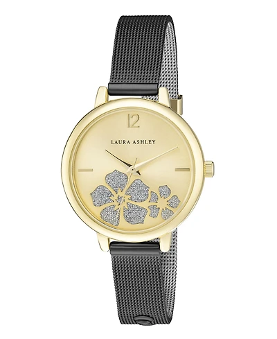 Laura Ashley Women's Sunray Floral Stone Dial Alloy Bracelet Watch 34mm