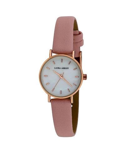 Laura Ashley Women's Mini Slim Clean Pink Polyurethane Strap Watch 26mm