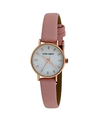 Laura Ashley Women's Mini Slim Clean Pink Polyurethane Strap Watch 26mm