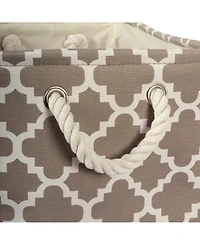 Design Imports Polyester Bin Lattice Brown Rectangle Large