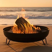Outdoor Camping or Backyard Steel with Heat-Resistant Finish Fire Pit Bowl on Stand - 23" - Black