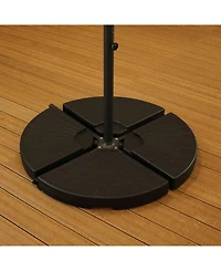 Sunnydaze Decor 4-Piece Cantilever Offset Umbrella Base Plates Set - Fill with Water or Sand - Fits Outdoor Cross Style Bases - Black