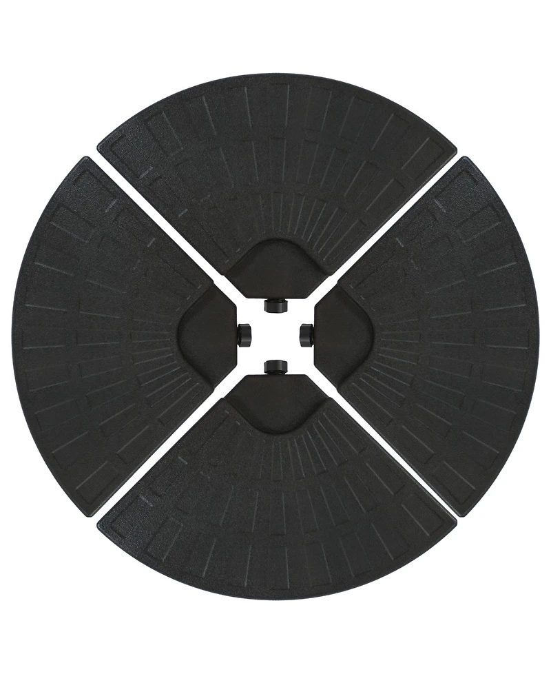 Sunnydaze Decor 4-Piece Cantilever Offset Umbrella Base Plates Set - Fill with Water or Sand - Fits Outdoor Cross Style Bases - Black