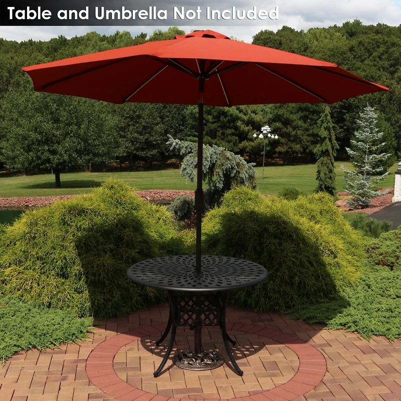 Rose Blossom 16-Inch Diameter Cast Iron Patio Umbrella Base Stand - Green