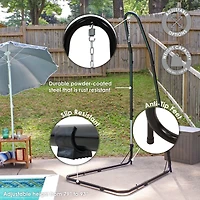Adjustable Heavy-Duty Steel Hammock Chair Stand - 79" to 93"/330 lb Weight Capacity - Black