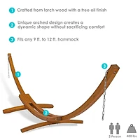 Heavy-Duty Two-Person Curved Larch Wood Hammock Stand Only