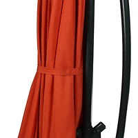 10-Foot Offset Cantilever Solar Patio Umbrella - Features Outdoor Led Lights, Crank, and Cross Base Navy Blue