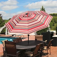 9 ft Solar Patio Umbrella with Lights, Tilt, and Crank - Beige