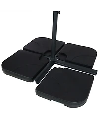 4-Piece Cantilever Umbrella Base Plates Set -For Cross-Style Bases - Fill with Sand or Water - Black