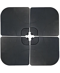4-Piece Cantilever Umbrella Base Plates Set -For Cross-Style Bases - Fill with Sand or Water - Black