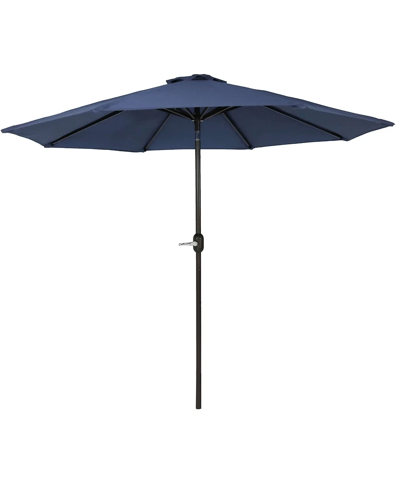 9-Foot Patio Umbrella with Fade Resistant Canopy - Auto Tilt and Crank - Rust-Resistant Aluminum Pole - Navy Blue