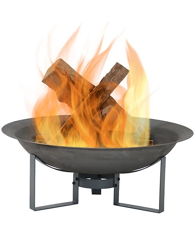 Outdoor Camping or Backyard Cast Iron with Heat Resistant Finish Modern Round Fire Pit Bowl with Stand - 23" - Bronze
