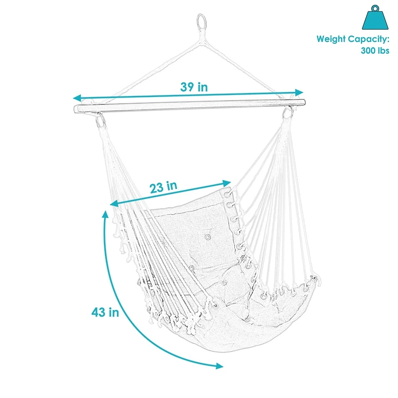 Large Tufted Victorian Hammock Chair Swing for Backyard and Patio - 300 lb Weight Capacity