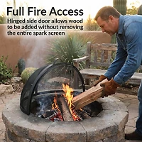 Fire Pit Screen - Round Fire Pit Spark Screen - Heavy-Duty Steel Mesh Metal Cover with Handle - Fire Pit Screen Cover with Door