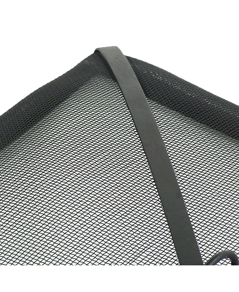 Outdoor Heavy-Duty Steel Mesh Square Easy-Opening Camp Fire Pit Spark Screen Lid - Black