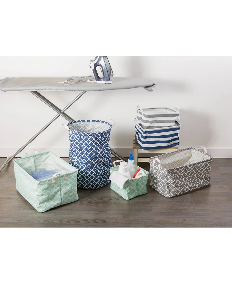 Design Imports Polyethylene Coated Cotton Polyester Laundry Bin Lattice Rectangle Extra Large Set of 2