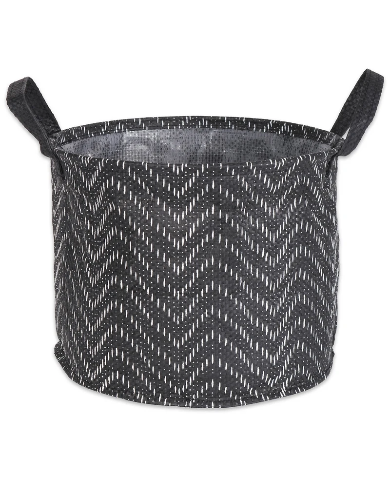 Design Imports Polyethylene Coated Woven Paper Laundry Bin Tribal Chevron Round Set of 2