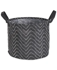 Design Imports Polyethylene Coated Woven Paper Laundry Bin Tribal Chevron Round Set of 2