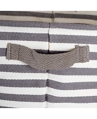 Design Imports Polyethylene Coated Herringbone Woven Cotton Laundry Bin Stripe Rectangle Set of 3