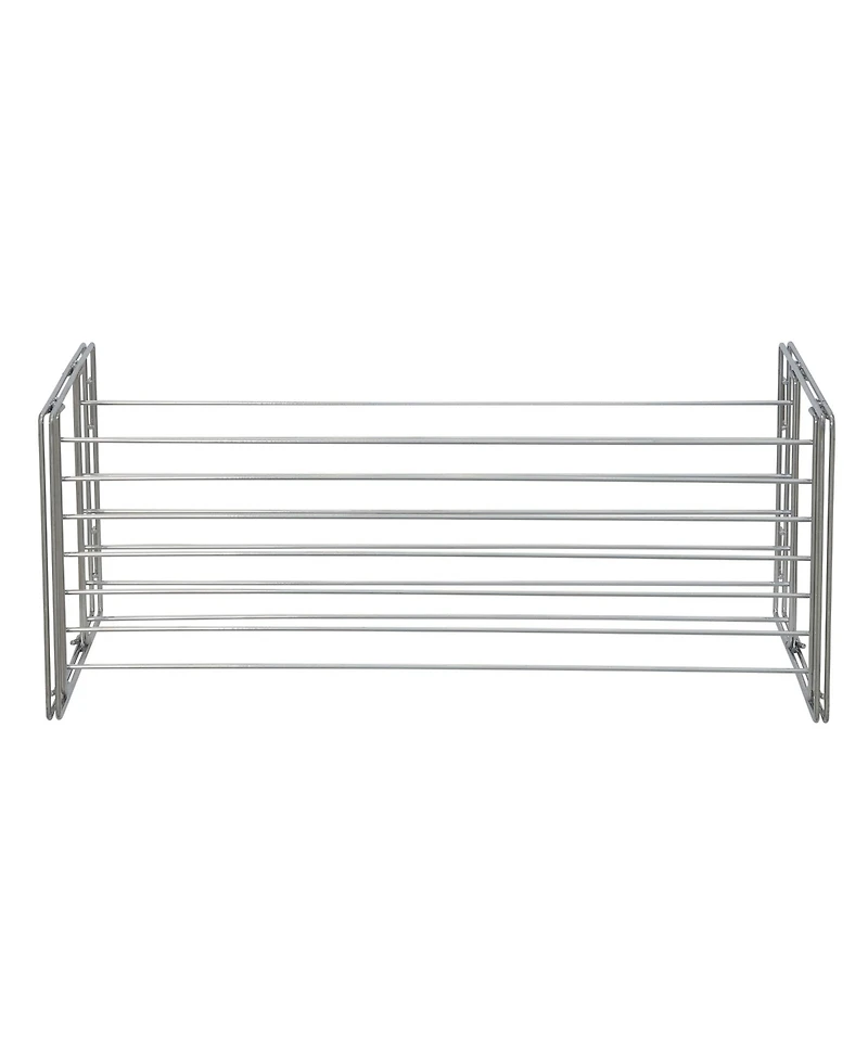 Household Essentials Stackable Two-Tier Metal Shoe Rack for Closet Storage, Silver