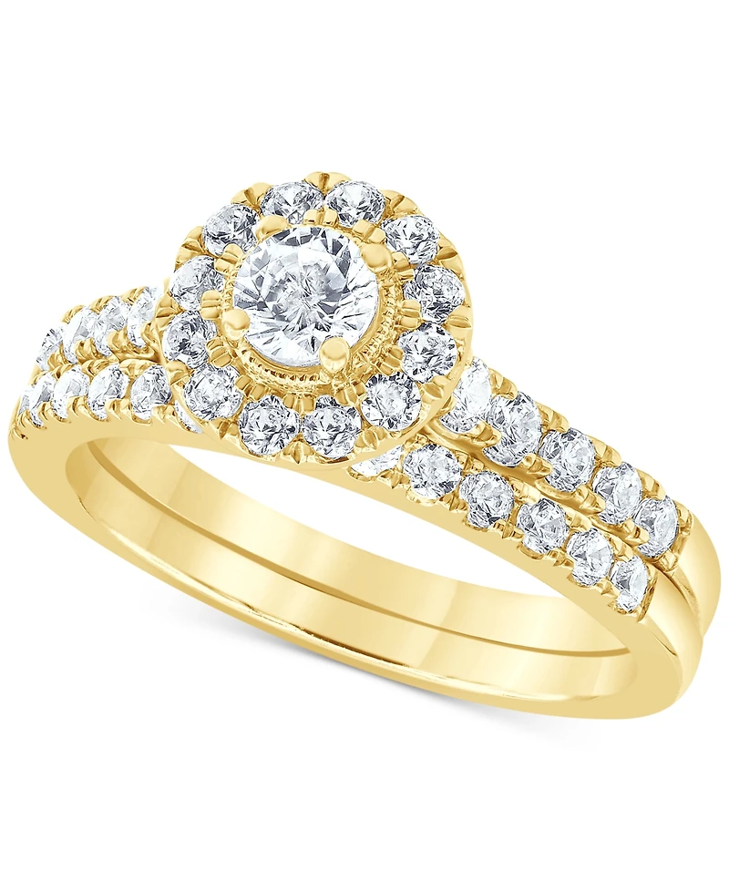 Diamond Halo Bridal Set (1 ct. t.w.) in 14k White, Yellow or Rose Gold