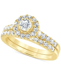 Diamond Halo Bridal Set (1 ct. t.w.) in 14k White, Yellow or Rose Gold