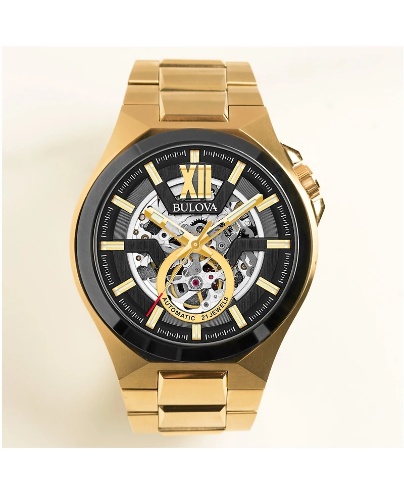Bulova Men's Automatic Gold-Tone Stainless Steel Bracelet Watch 46mm 98A178
