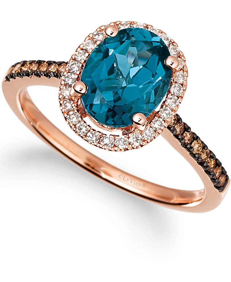 Le Vian Amethyst (1-3/8 ct. t.w.) & Diamond (1/4 t.w) Ring 14k Rose Gold (Also Citrine, Deep Sea Blue Topaz, Green Quartz, Peridot, Opal S