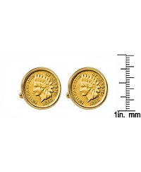 American Coin Treasures Gold-Layered 1800's Indian Penny Bezel Coin Cuff Links