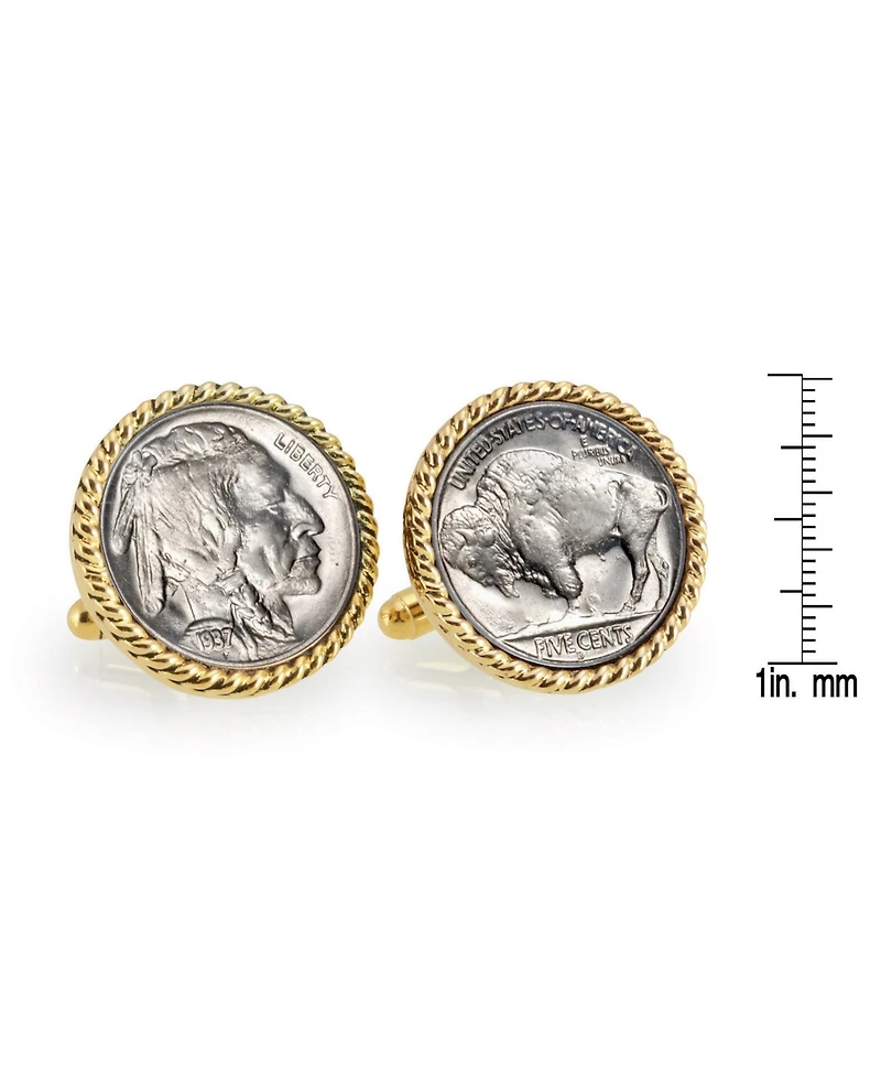 American Coin Treasures Buffalo Nickel Rope Bezel Coin Cuff Links