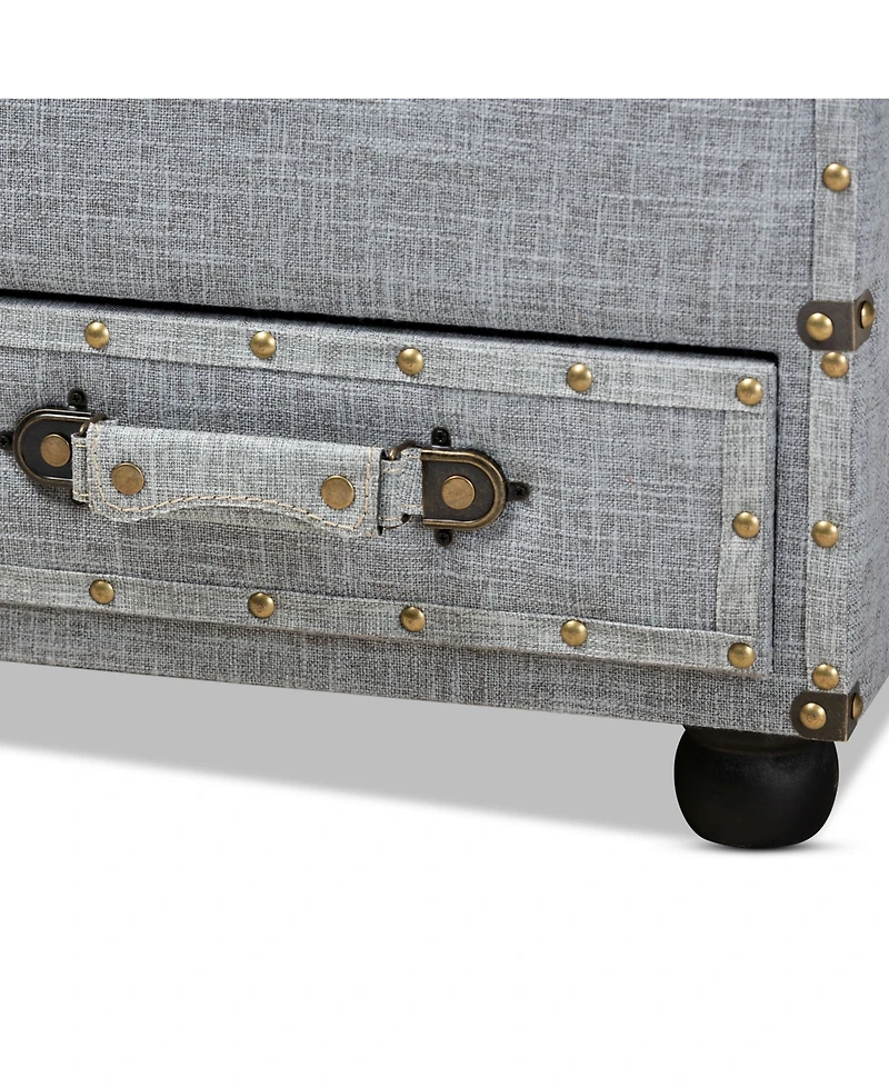 Furniture Flynn Modern Transitional Upholstered 2 Drawer Storage Trunk Ottoman
