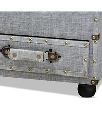 Furniture Flynn Modern Transitional Upholstered 2 Drawer Storage Trunk Ottoman