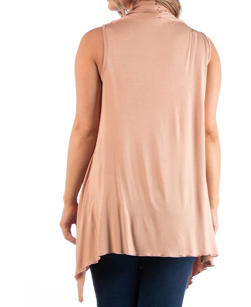 24seven Comfort Apparel Plus Asymmetric Open Front Cardigan Sweater