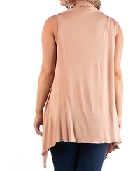 24seven Comfort Apparel Plus Asymmetric Open Front Cardigan Sweater