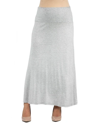 24seven Comfort Apparel Womens Elastic Waist Solid Color Maternity Maxi Skirt