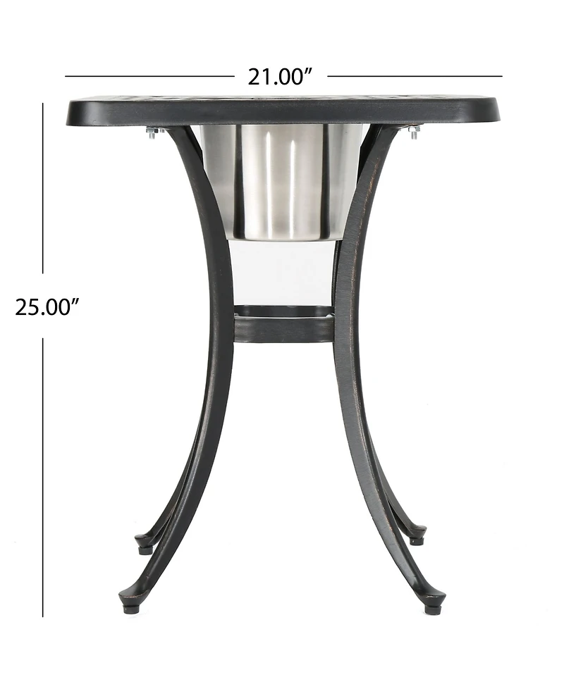 Noble House Ava Outdoor Cast Chat Table with Ice Bucket