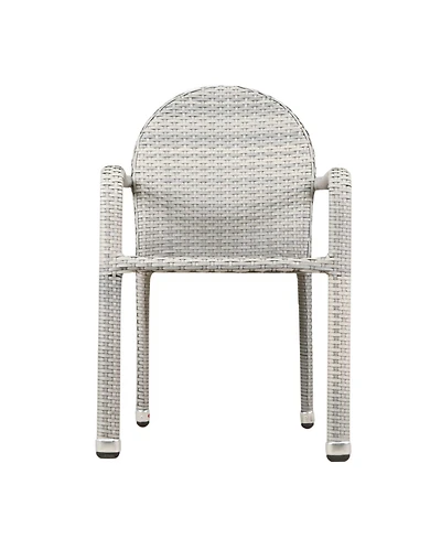 Noble House Aurora Outdoor Armed Stack Chairs with Frame, Set of 2