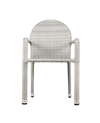 Noble House Aurora Outdoor Armed Stack Chairs with Frame, Set of 2