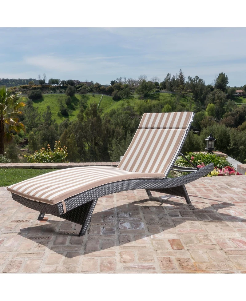 Noble House Salem Outdoor Chaise Lounge with Stripe Cushion