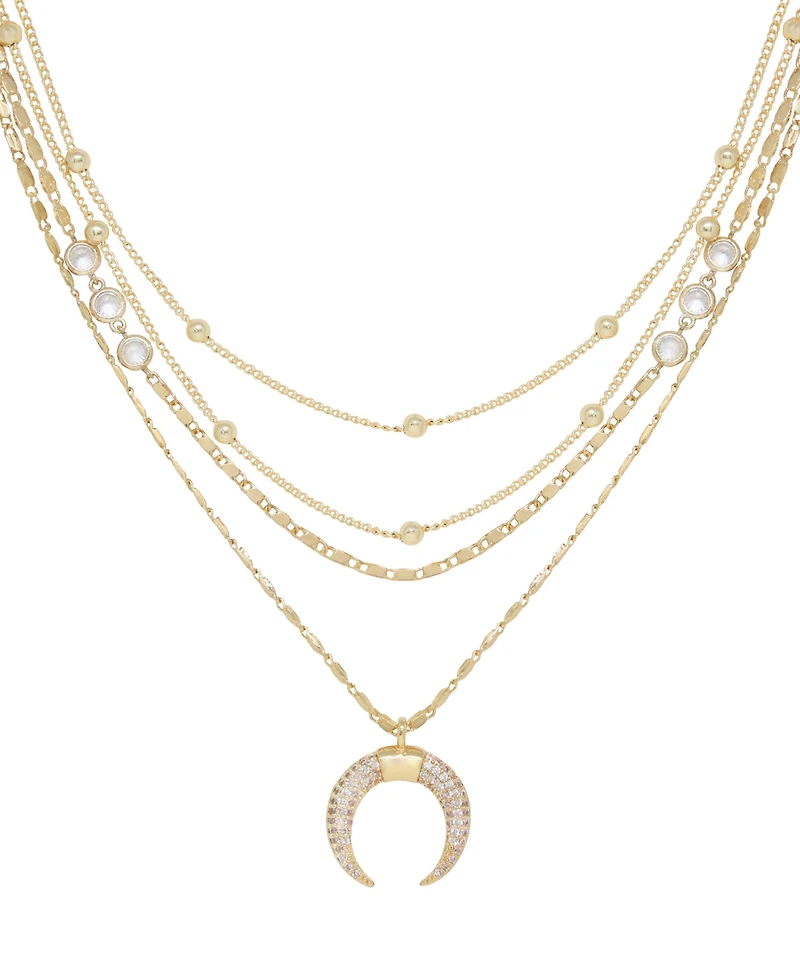 Ettika Layered Chain Crescent Horn Women's Necklace