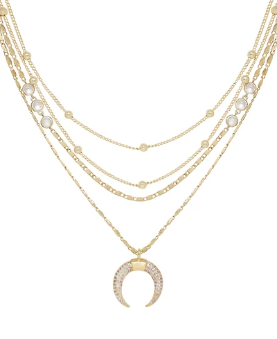 Ettika Layered Chain Crescent Horn Women's Necklace
