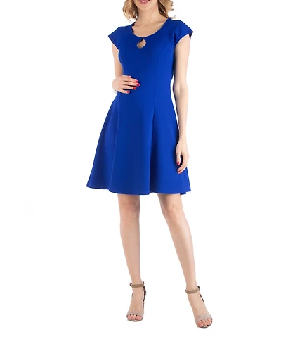 24seven Comfort Apparel Maternity Dress with Keyhole Neck